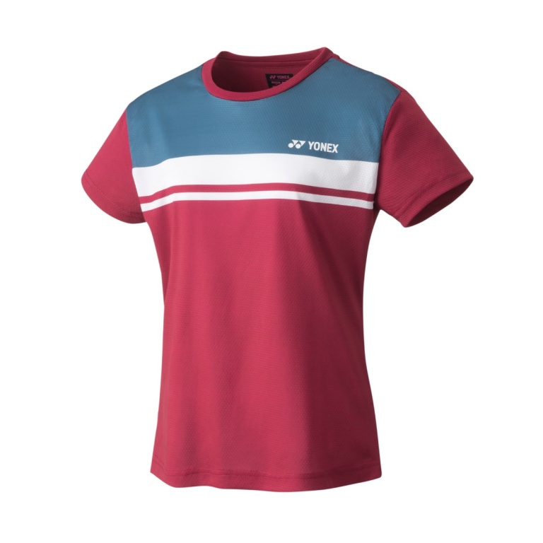 Yonex Sport-Tshirt Crew Neck Stripes 2023 rot Damen